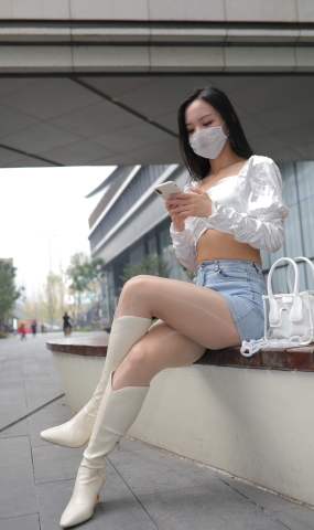 [魔镜街拍] 170 凯恩街拍摄影-牛仔裙小姐姐 